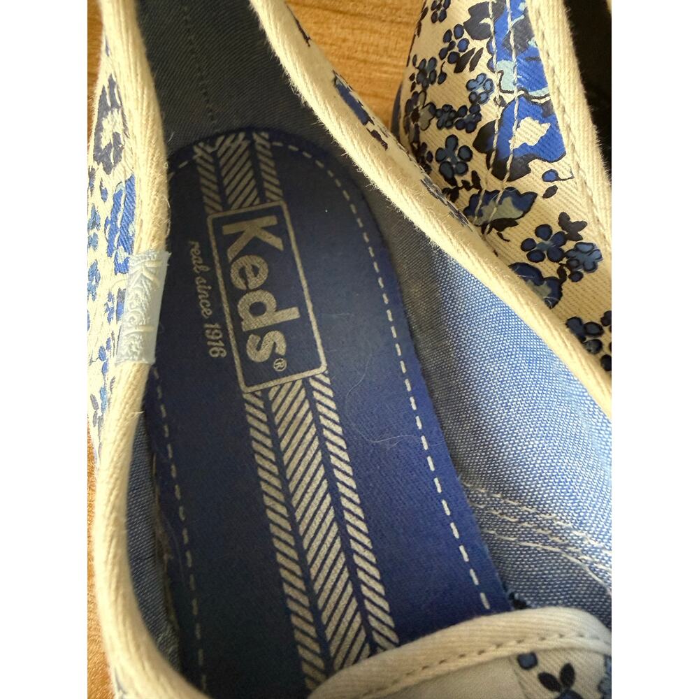 Keds Blue Floral Low Ribbon Lace Sneakers Sz. 9.5 - Picture 5 of 9